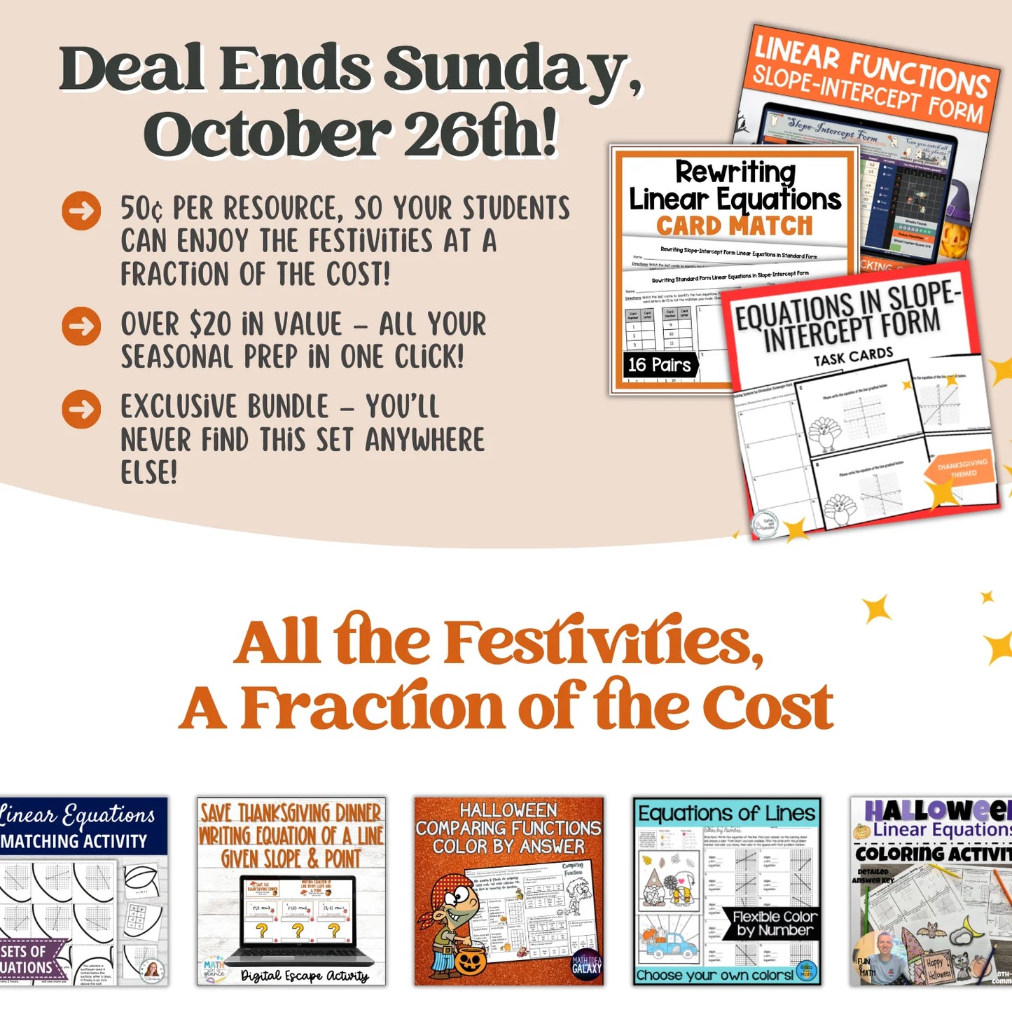 Linear Equations/Functions: Fall + Halloween Mini Bundle 🍁🎃