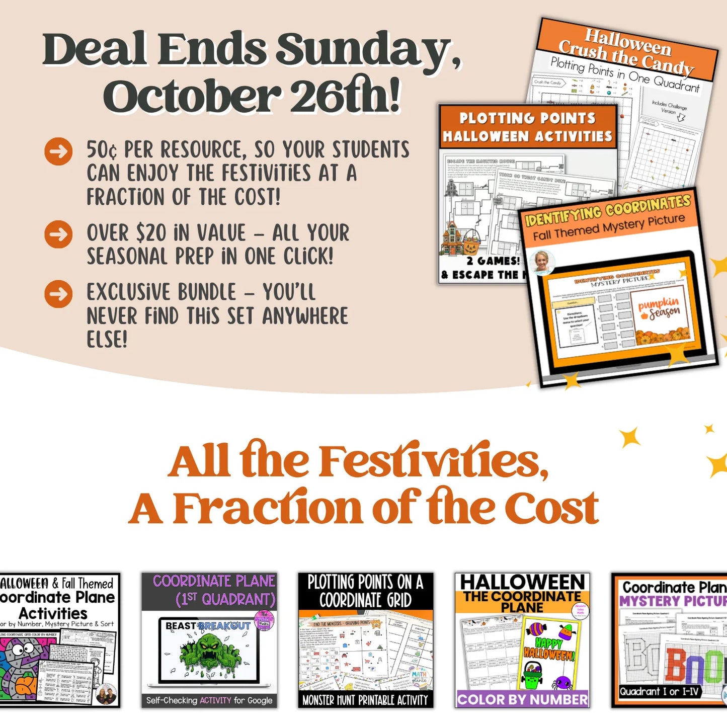 Coordinate Plane (all quadrants): Fall + Halloween Mini Bundle 🍁🎃